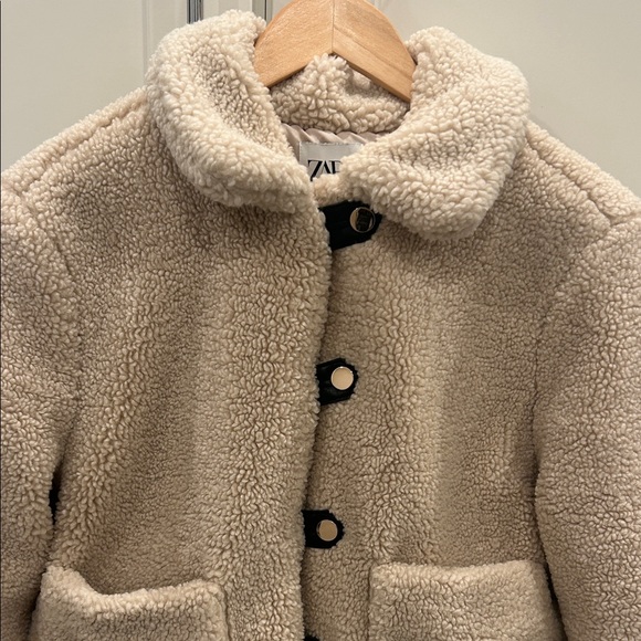 Zara Cream Teddy Jacket for Women - Picture 2 of 6